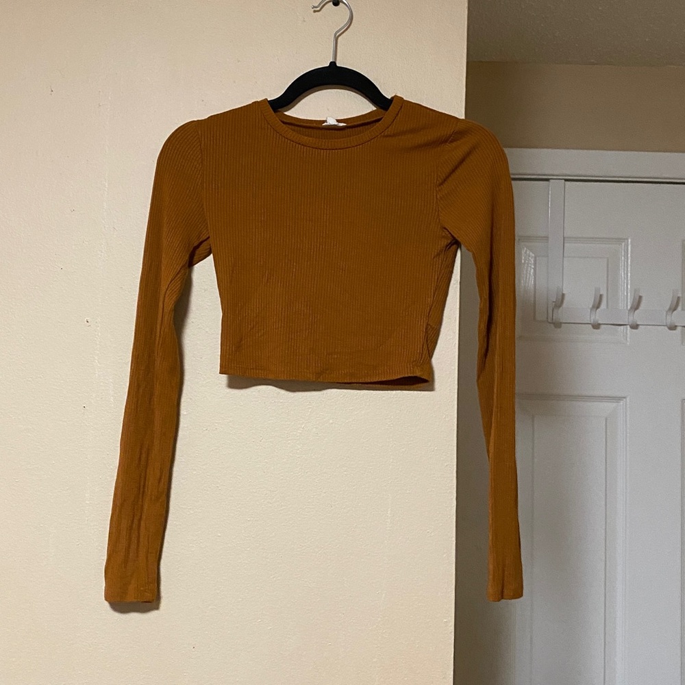 Garage Rust Ribbed Long Sleeve Crop Top